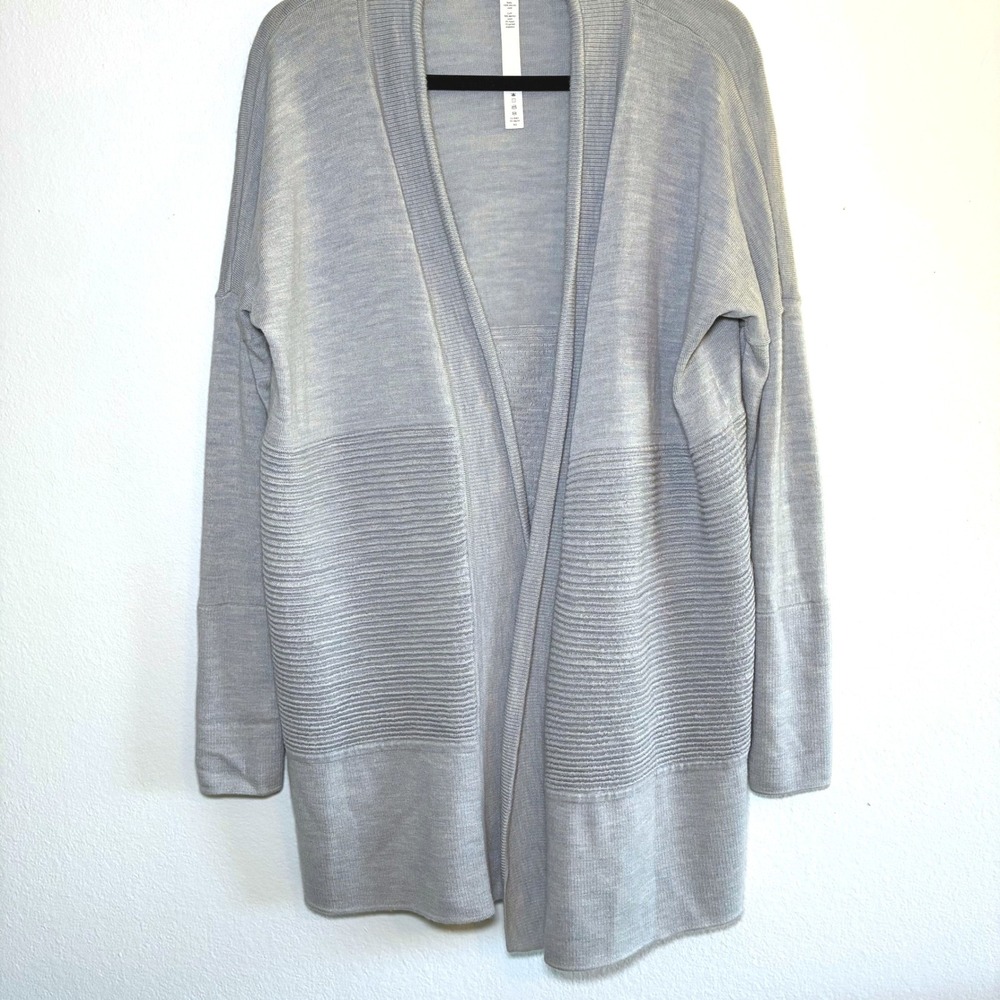 Lululemon Merino Wool Sit in Lotus Wrap Cardigan Sweater Heathered Starlight 8 - Picture 3 of 9